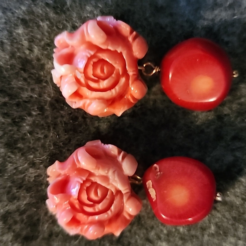 Elegant Pink and Red Floral Earrings